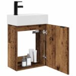 vidaXL Kúpeľňová skrinka s batériou Staré drevo 45,5 x 22,5 x 84 cm – Obrázok 3