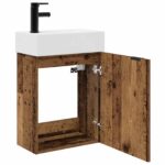 vidaXL Kúpeľňová skrinka s batériou Staré drevo 45,5 x 22,5 x 84 cm – Obrázok 4