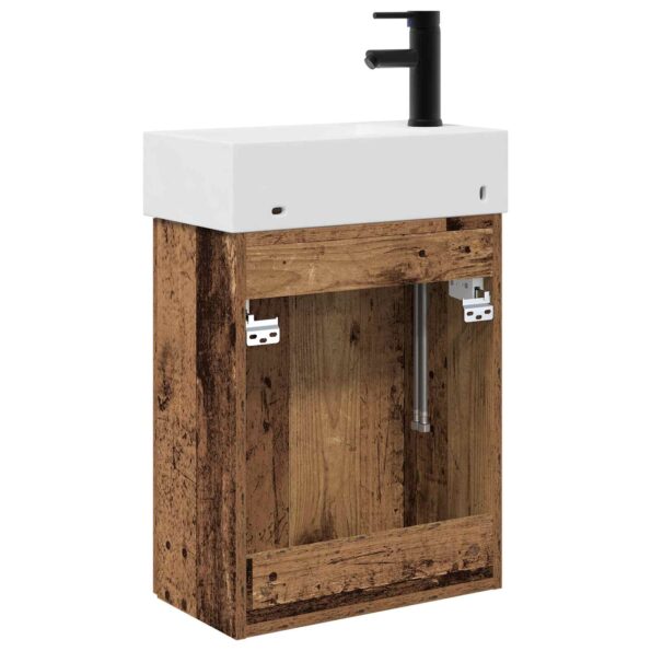 vidaXL Kúpeľňová skrinka s batériou Staré drevo 45,5 x 22,5 x 84 cm – Obrázok 7
