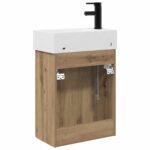 vidaXL Kúpeľňová skrinka s batériou Dub artisan 45,5 x 22,5 x 84 cm – Obrázok 7