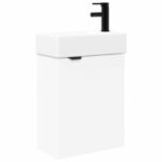 vidaXL Kúpeľňová skrinka s batériou Biela 45,5 x 22,5 x 84 cm – Obrázok 2
