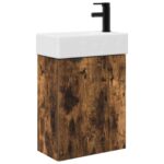 vidaXL Kúpeľňová skrinka s batériou Dymový dub 45,5 x 22,5 x 84 cm – Obrázok 2