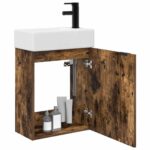 vidaXL Kúpeľňová skrinka s batériou Dymový dub 45,5 x 22,5 x 84 cm – Obrázok 3