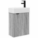 vidaXL Kúpeľňová skrinka s batériou Sivý Sonoma 45,5 x 22,5 x 84 cm – Obrázok 2