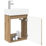 vidaXL Kúpeľňová skrinka s batériou Dub artisan 45,5 x 22,5 x 84 cm – Obrázok 3