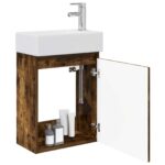 vidaXL Kúpeľňová skrinka s batériou Dymový dub 45,5 x 22,5 x 84 cm – Obrázok 3