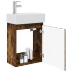 vidaXL Kúpeľňová skrinka s batériou Dymový dub 45,5 x 22,5 x 84 cm – Obrázok 3