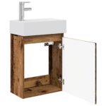 vidaXL Kúpeľňová skrinka s batériou Staré drevo 45,5 x 22,5 x 84 cm – Obrázok 4