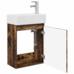 vidaXL Kúpeľňová skrinka s batériou Dymový dub 45,5 x 22,5 x 84 cm – Obrázok 4