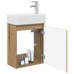 vidaXL Kúpeľňová skrinka s batériou Dub artisan 45,5 x 22,5 x 84 cm – Obrázok 3