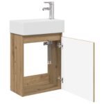 vidaXL Kúpeľňová skrinka s batériou Dub artisan 45,5 x 22,5 x 84 cm – Obrázok 4