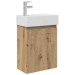 vidaXL Kúpeľňová skrinka s batériou Dub artisan 45,5 x 25,5 x 84 cm – Obrázok 2