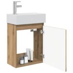 vidaXL Kúpeľňová skrinka s batériou Dub artisan 45,5 x 25,5 x 84 cm – Obrázok 3