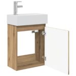 vidaXL Kúpeľňová skrinka s batériou Dub artisan 45,5 x 25,5 x 84 cm – Obrázok 4