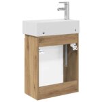 vidaXL Kúpeľňová skrinka s batériou Dub artisan 45,5 x 25,5 x 84 cm – Obrázok 7