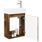 vidaXL Kúpeľňová skrinka s batériou Dymový dub 45,5 x 25,5 x 84 cm – Obrázok 3