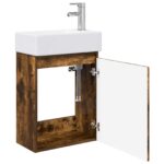 vidaXL Kúpeľňová skrinka s batériou Dymový dub 45,5 x 25,5 x 84 cm – Obrázok 4