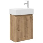 vidaXL Kúpeľňová skrinka s batériou Dub artisan 45,5 x 25,5 x 84 cm – Obrázok 2
