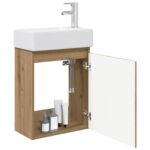 vidaXL Kúpeľňová skrinka s batériou Dub artisan 45,5 x 25,5 x 84 cm – Obrázok 3
