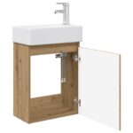 vidaXL Kúpeľňová skrinka s batériou Dub artisan 45,5 x 25,5 x 84 cm – Obrázok 4