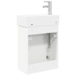 vidaXL Kúpeľňová skrinka s batériou Biela 45,5 x 22,5 x 84 cm – Obrázok 7