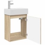 vidaXL Kúpeľňová skrinka s batériou Dub sonoma 45,5 x 22,5 x 84 cm – Obrázok 4