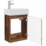 vidaXL Kúpeľňová skrinka s batériou Staré drevo 45,5 x 22,5 x 84 cm – Obrázok 4
