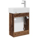 vidaXL Kúpeľňová skrinka s batériou Staré drevo 45,5 x 22,5 x 84 cm – Obrázok 7