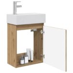 vidaXL Kúpeľňová skrinka s batériou Dub artisan 45,5 x 22,5 x 84 cm – Obrázok 3