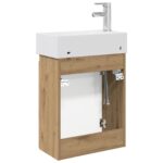 vidaXL Kúpeľňová skrinka s batériou Dub artisan 45,5 x 22,5 x 84 cm – Obrázok 7