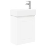 vidaXL Kúpeľňová skrinka s batériou Biela 45,5 x 22,5 x 84 cm – Obrázok 2