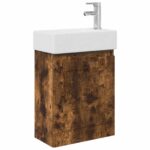 vidaXL Kúpeľňová skrinka s batériou Dymový dub 45,5 x 22,5 x 84 cm – Obrázok 2