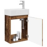 vidaXL Kúpeľňová skrinka s batériou Staré drevo 45,5 x 22,5 x 84 cm – Obrázok 3