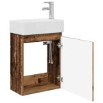 vidaXL Kúpeľňová skrinka s batériou Staré drevo 45,5 x 22,5 x 84 cm – Obrázok 4