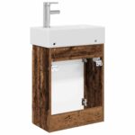 vidaXL Kúpeľňová skrinka s batériou Staré drevo 45,5 x 22,5 x 84 cm – Obrázok 7