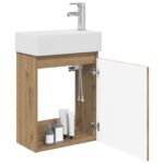 vidaXL Kúpeľňová skrinka s batériou Dub artisan 45,5 x 22,5 x 84 cm – Obrázok 3