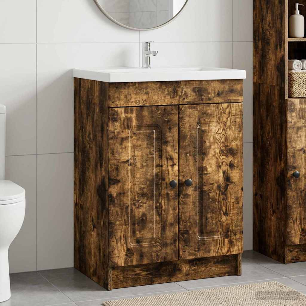 890009_1.jpg vidaXL Kúpeľňová skrinka pod umývadlo Dymový dub 56 x 37,5 x 81 cm – Obrázok 1