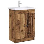 vidaXL Kúpeľňová skrinka pod umývadlo Staré drevo 56 x 37,5 x 81 cm – Obrázok 3