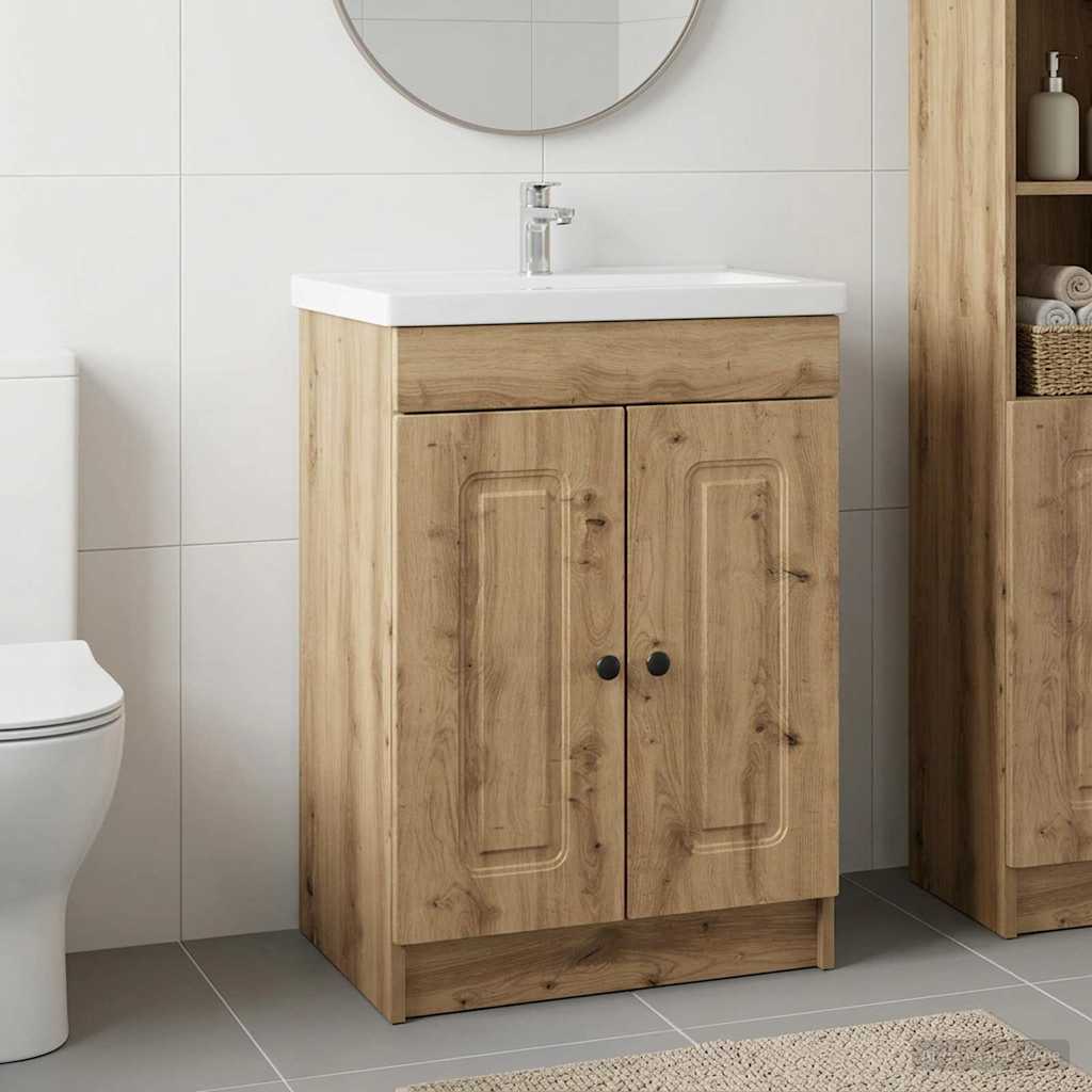890013_1.jpg vidaXL Kúpeľňová skrinka pod umývadlo Dub artisan 56 x 37,5 x 81 cm – Obrázok 1