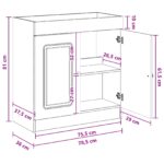 vidaXL Kúpeľňová skrinka pod umývadlo Dymový dub 78,5 x 37,5 x 81 cm – Obrázok 8