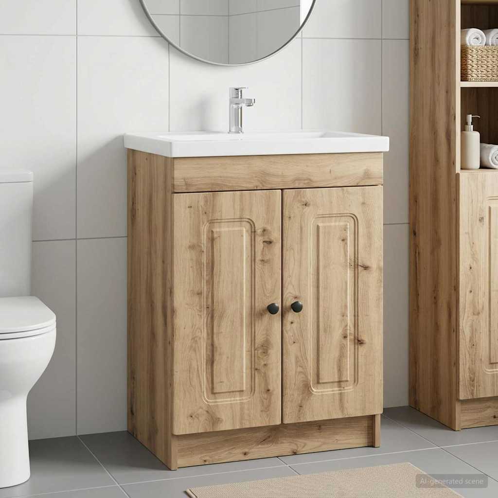 890023_1.jpg vidaXL Kúpeľňová skrinka pod umývadlo Dub artisan 78,5 x 37,5 x 81 cm – Obrázok 1