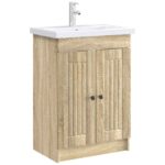 vidaXL Kúpeľňová skrinka pod umývadlo Dub sonoma 56 x 37,5 x 81 cm – Obrázok 2