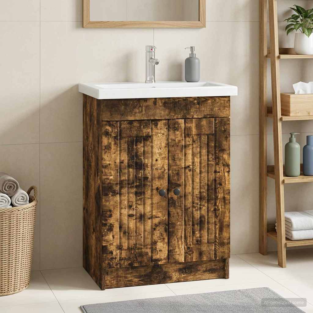 890039_1.jpg vidaXL Kúpeľňová skrinka pod umývadlo Dymový dub 56 x 37,5 x 81 cm – Obrázok 1