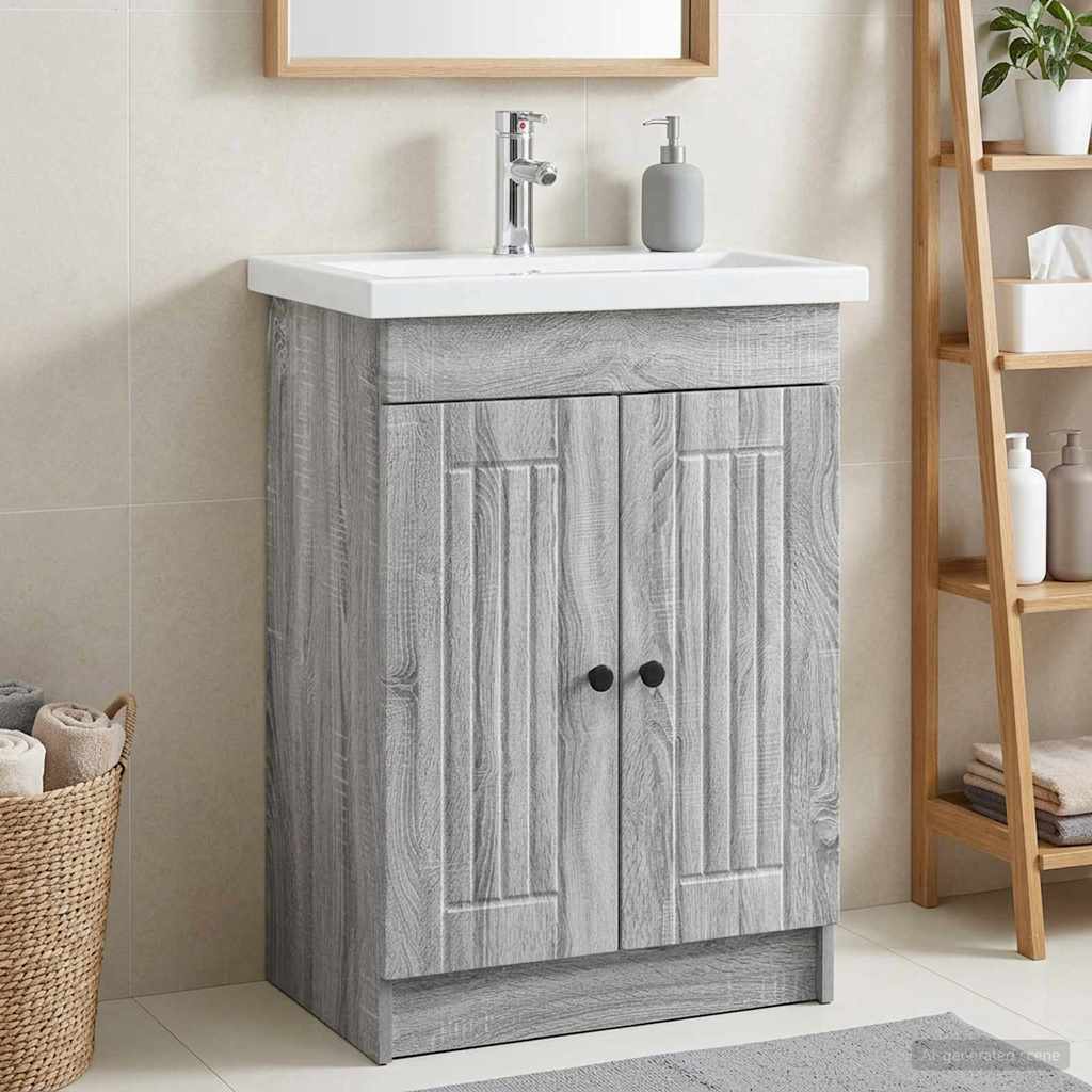 890040_1.jpg vidaXL Kúpeľňová skrinka pod umývadlo Sivý Sonoma 56 x 37,5 x 81 cm – Obrázok 1
