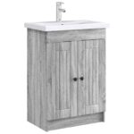vidaXL Kúpeľňová skrinka pod umývadlo Sivý Sonoma 56 x 37,5 x 81 cm – Obrázok 3