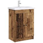 vidaXL Kúpeľňová skrinka pod umývadlo Staré drevo 56 x 37,5 x 81 cm – Obrázok 3