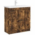 vidaXL Kúpeľňová skrinka pod umývadlo Dymový dub 78,5 x 37,5 x 81 cm – Obrázok 3