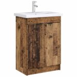 vidaXL Kúpeľňová skrinka pod umývadlo Staré drevo 56 x 37,5 x 81 cm – Obrázok 3