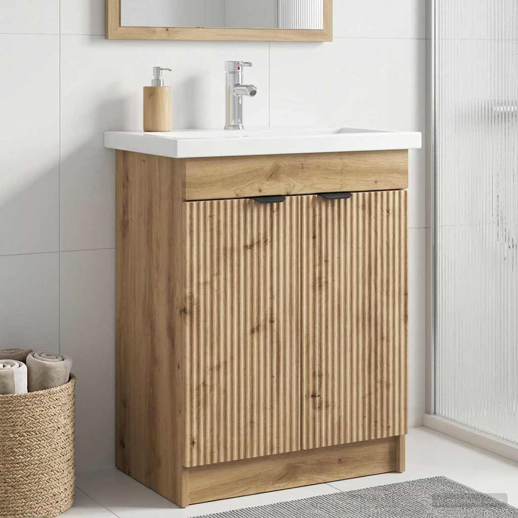 890103_1.jpg vidaXL Kúpeľňová skrinka pod umývadlo Dub artisan 56 x 37,5 x 81 cm – Obrázok 1