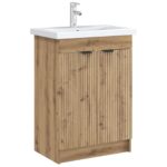 vidaXL Kúpeľňová skrinka pod umývadlo Dub artisan 56 x 37,5 x 81 cm – Obrázok 3